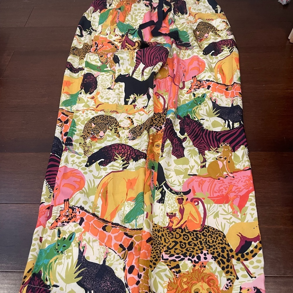 guc j crew Colorful Animal Print wide leg pants 6